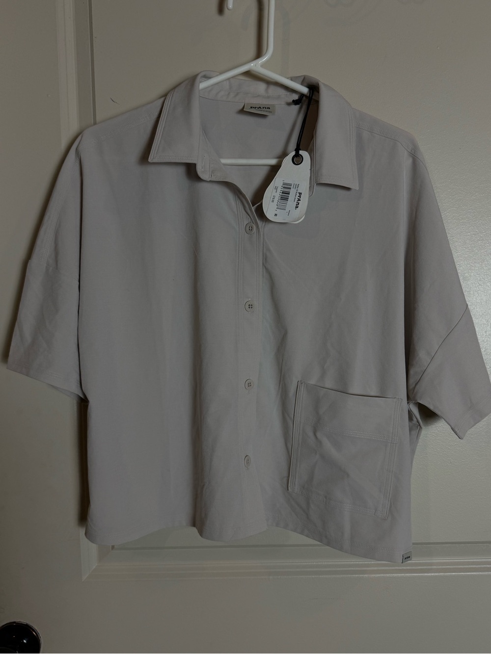 Prana Railay Short-Sleeve Button Down Shirt in Almond